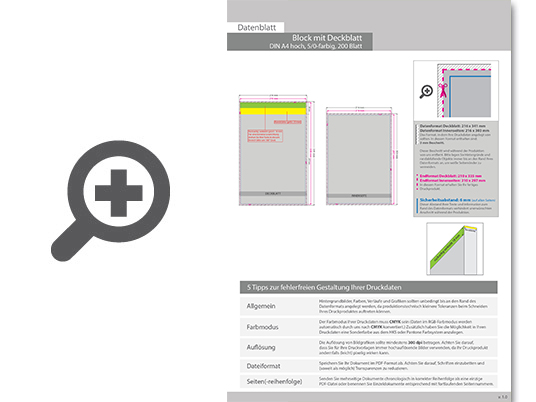 Product Bild block_mit_leimbindung_und_deckblatt__din_a4__200_blatt__5_0_farbig_einseitig_bedruckt_(cmyk_4-farbig_+_1_sonderfarbe_hks_oder_pantone)